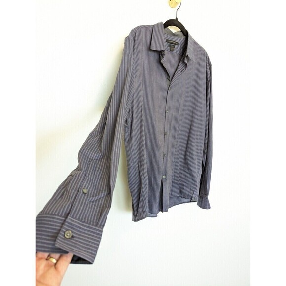 John Varvatos Button Up Shirt Mens Large Blue Striped - Picture 3 of 11